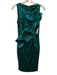 Badgley Mischka Size 2 Green Polyester Sequin Midi Ruffle Sheath Dress Green / 2