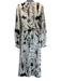 Oscar de la Renta Size 10 Black & White Silk V Neck Quarter Button Midi Dress Black & White / 10