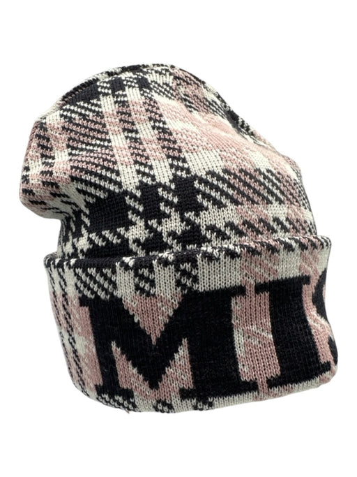 Missoni Blue & Grey Wool & Acrylic Tartan Logo Beanie Hat Blue & Grey