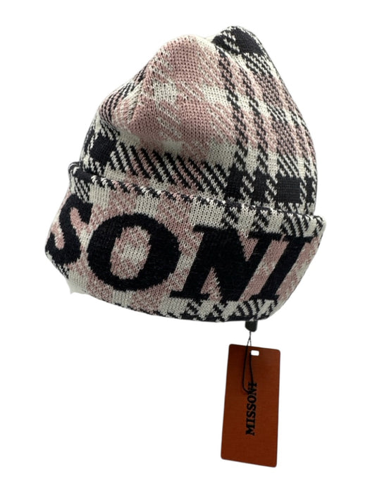 Missoni Blue & Grey Wool & Acrylic Tartan Logo Beanie Hat Blue & Grey