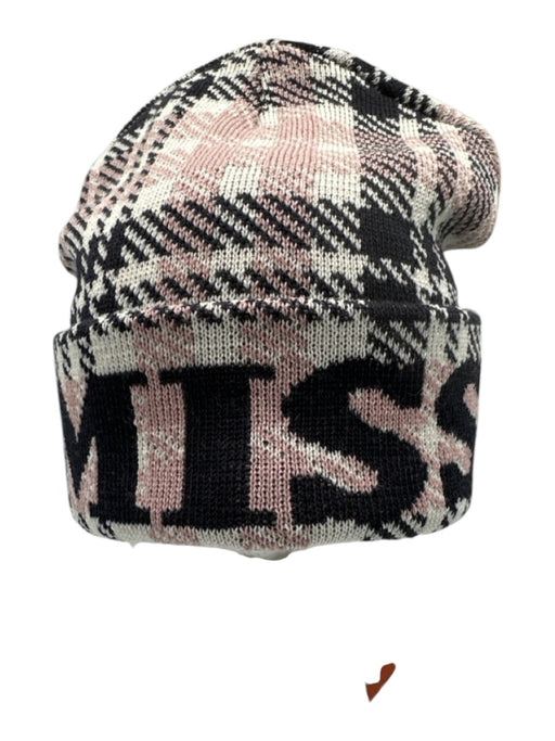 Missoni Blue & Grey Wool & Acrylic Tartan Logo Beanie Hat Blue & Grey