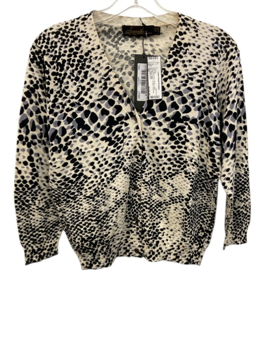 Samantha Sung Size 6/M Black, Blue & White Cotton Spotted Cropped Sweater Black, Blue & White / 6/M