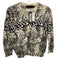 Samantha Sung Size 6/M Black, Blue & White Cotton Spotted Cropped Sweater Black, Blue & White / 6/M