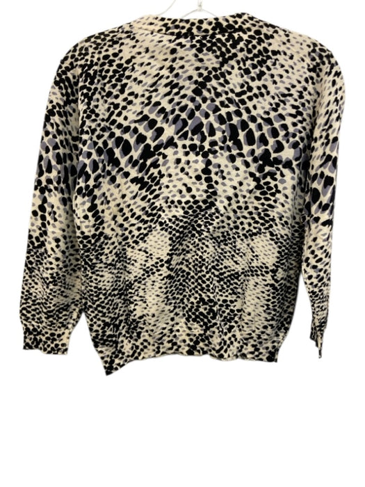 Samantha Sung Size 8/L Black, Blue & White Cotton Spotted Cropped Sweater Black, Blue & White / 8/L