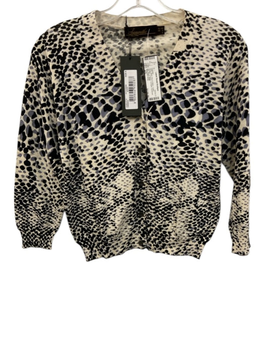 Samantha Sung Size 4/S Black, Blue & White Cotton Spotted Cropped Sweater Black, Blue & White / 4/S