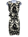 Samantha Sung Size 4 Black & White Cotton Sleeveless Square Neck Midi Dress Black & White / 4
