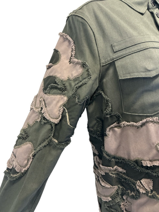 Valentino Size 34 Army Green Cotton & Polyester Camo Breast Pocket Clasp Jacket Army Green / 34