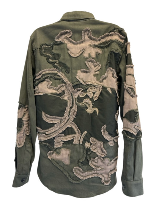 Valentino Size 34 Army Green Cotton & Polyester Camo Breast Pocket Clasp Jacket Army Green / 34