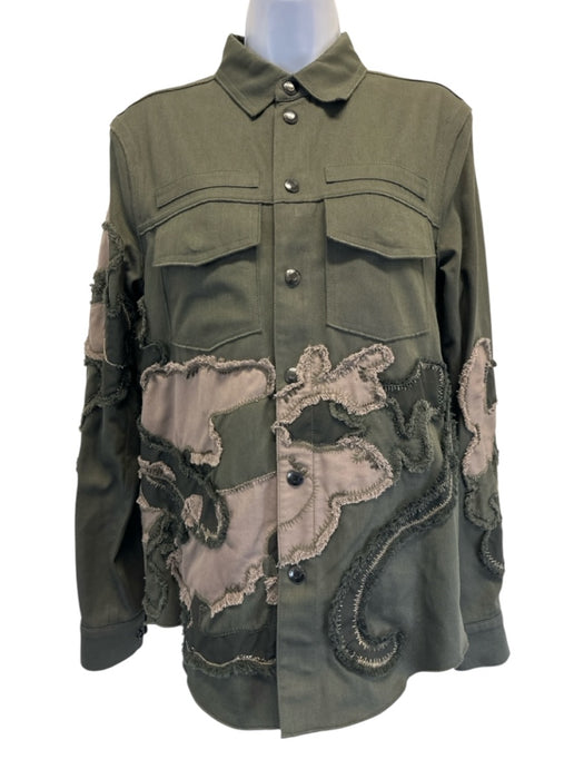 Valentino Size 34 Army Green Cotton & Polyester Camo Breast Pocket Clasp Jacket Army Green / 34