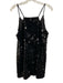 Walter Baker Size L Black Polyester Sequin V Neck Sleeveless Mini Dress Black / L