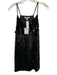 Walter Baker Size L Black Polyester Sequin V Neck Sleeveless Mini Dress Black / L