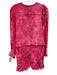 Love Shack Fancy Size M Pink Viscose Velvet Ruffle V Neck Mini Dress Pink / M