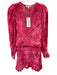 Love Shack Fancy Size M Pink Viscose Velvet Ruffle V Neck Mini Dress Pink / M