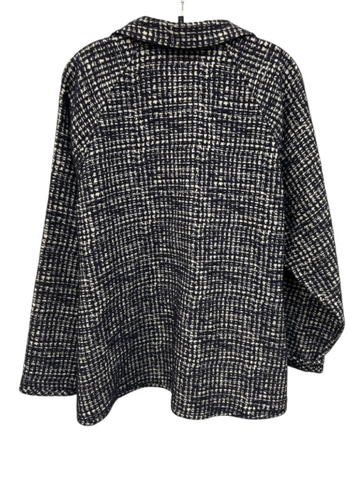 Lafayette 148 Size XL Navy & Cream Acrylic Blend Jacquard Open Front Jacket Navy & Cream / XL