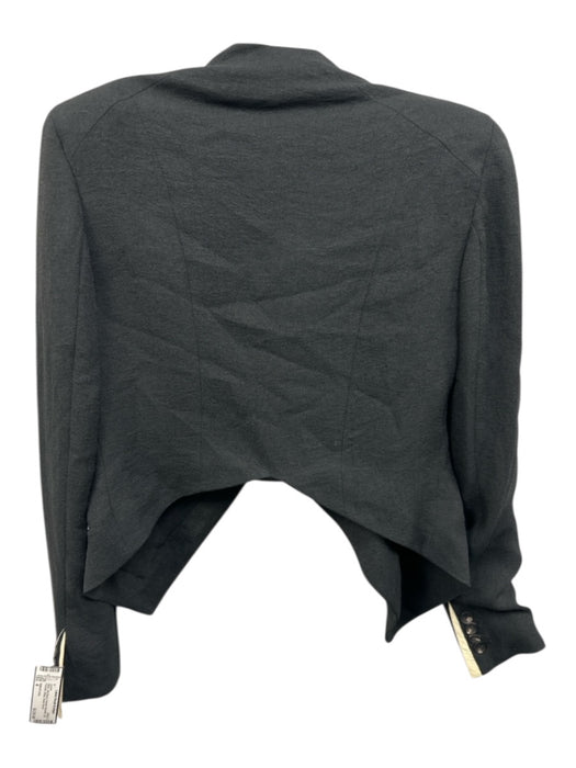 Helmut Lang Size 4 Black Silk Blend Padded Shoulder Zip Pockets Wrap Jacket Black / 4
