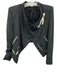 Helmut Lang Size 4 Black Silk Blend Padded Shoulder Zip Pockets Wrap Jacket Black / 4