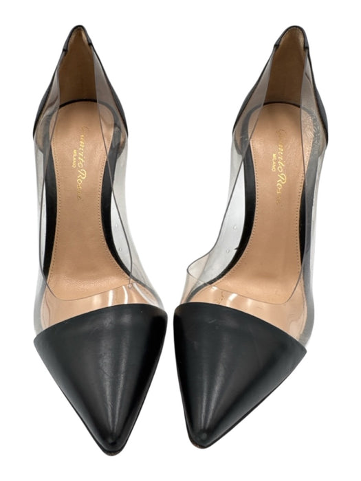 Gianvito Rossi Shoe Size 36 Black Leather & Synthetic Pointed Toe Stiletto Pumps Black / 36