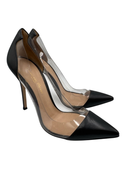 Gianvito Rossi Shoe Size 36 Black Leather & Synthetic Pointed Toe Stiletto Pumps Black / 36