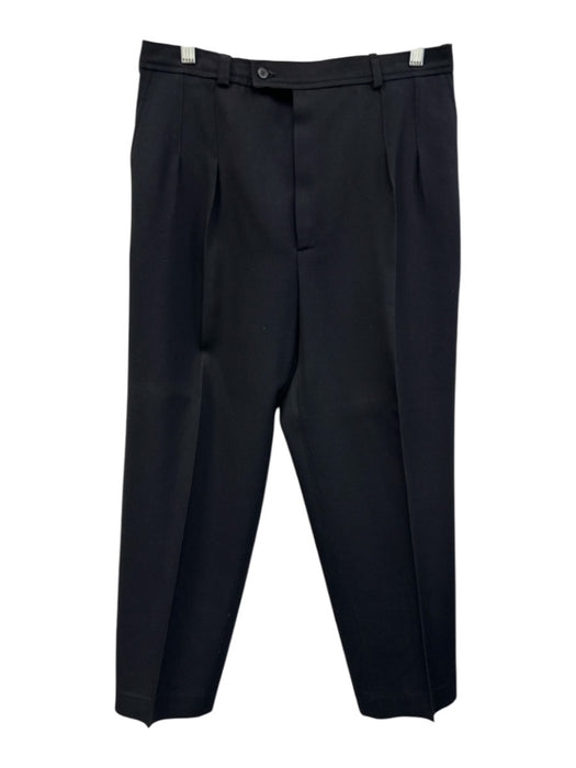 Saint Laurent Rive Gauche Size 44 Navy Blue Wool High Rise Pleated Tapered Pants Navy Blue / 44