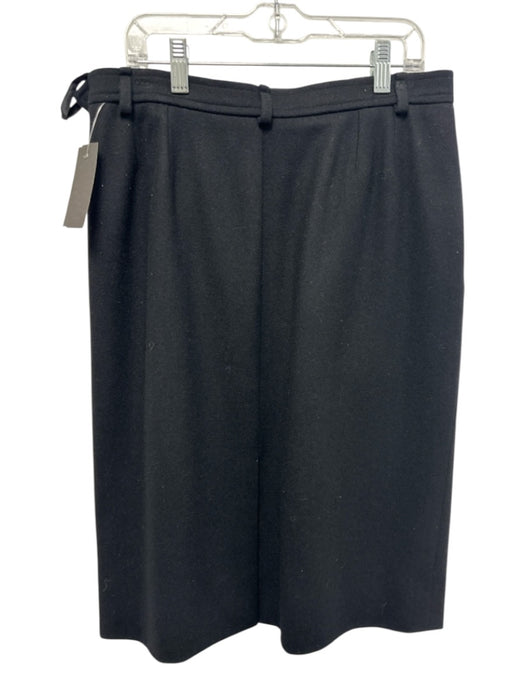 Yves Saint Laurent Size 44 Black Wool Side Zip Pleated Back Slit Pencil Skirt Black / 44
