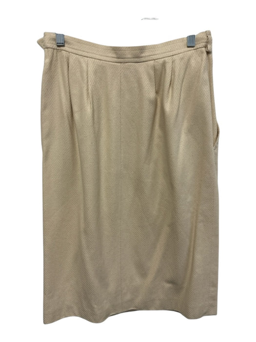 Saint Laurent Rive Gauche Size 46 Cream Beige Side Zip Twill Pockets Skirt Cream Beige / 46