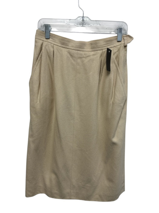 Saint Laurent Rive Gauche Size 46 Cream Beige Side Zip Twill Pockets Skirt Cream Beige / 46