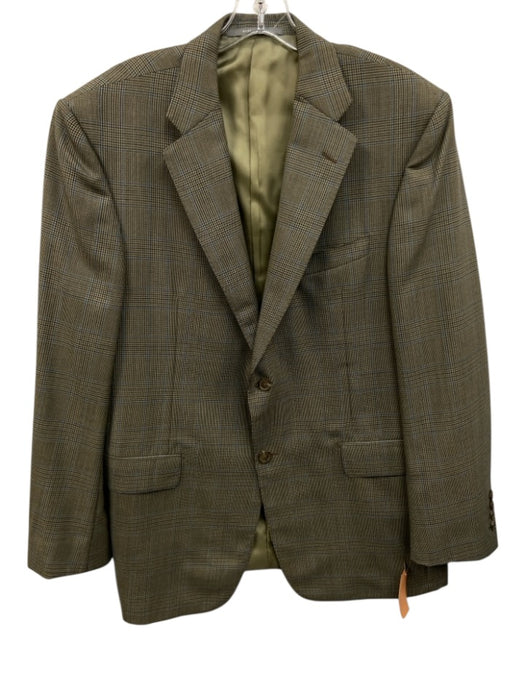 Hickey Freeman Olive Green & Multi Wool Plaid 2 Button Men's Blazer Olive Green & Multi / 40R
