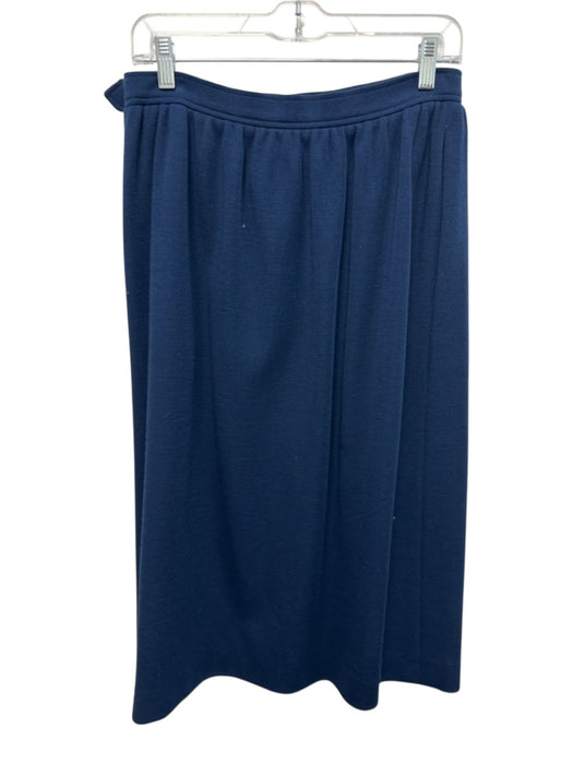 Saint Laurent Rive Gauche Size 44 Navy Blue & Black Wool Heathered Maxi Skirt Navy Blue & Black / 44