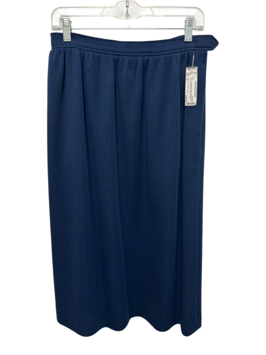 Saint Laurent Rive Gauche Size 44 Navy Blue & Black Wool Heathered Maxi Skirt Navy Blue & Black / 44