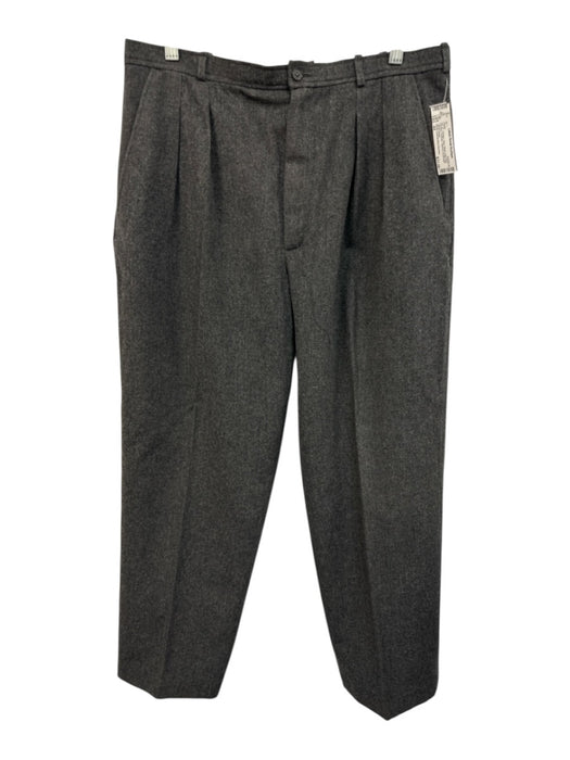 Saint Laurent Rive Gauche Size 44 Gray Wool High Rise Pleated Pockets Pants Gray / 44