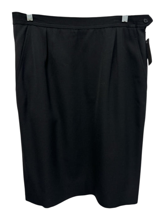Yves Saint Laurent Rive Gauche Size 44 Black Wool Side Zip Pockets Pencil Skirt Black / 44
