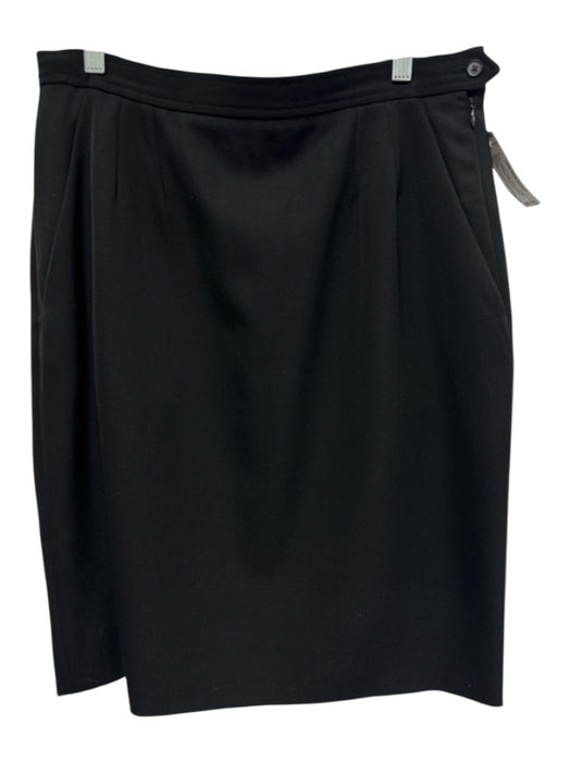 Yves Saint Laurent Rive Gauche Size 46 Black Wool Side Zip Pleated Pockets Skirt Black / 46