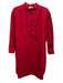 Yves Saint Laurent Rive Gauche Size 42 Red Cotton Long Sleeve Pockets Dress Red / 42