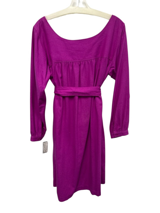 Saint Laurent Rive Gauche Size 42 Magenta Purple Long Sleeve Gathered Midi Dress Magenta Purple / 42