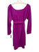 Saint Laurent Rive Gauche Size 42 Magenta Purple Long Sleeve Gathered Midi Dress Magenta Purple / 42