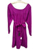 Saint Laurent Rive Gauche Size 42 Magenta Purple Long Sleeve Gathered Midi Dress Magenta Purple / 42