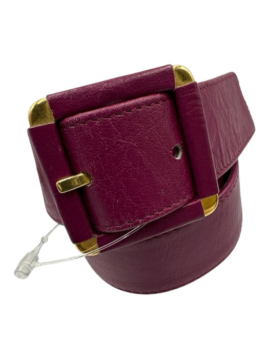 Saint Laurent Magenta Purple Leather Square Buckle Gold Hardware Belts Magenta Purple / XS/S