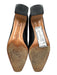 Salvatore Ferragamo Shoe Size 9 Black Leather Square Toe Textured Toe Cap Pumps Black / 9