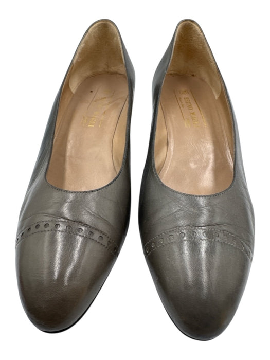 Bruno Magli Shoe Size 9 Gray Leather Almond Toe Perforated Tapered Heel Pumps Gray / 9