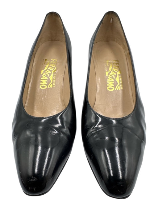 Salvatore Ferragamo Shoe Size 9 Black Patent Leather Almond Toe Pumps Black / 9