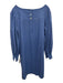Saint Laurent Rive Gauche Size 44 Blue Cotton Blend Long Sleeve Speckled Dress Blue / 44