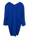 Yves Saint Laurent Rive Gauche Size 44 Blue Wool Long Sleeve V Neck Dress Blue / 44