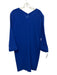 Yves Saint Laurent Rive Gauche Size 44 Blue Wool Long Sleeve V Neck Dress Blue / 44