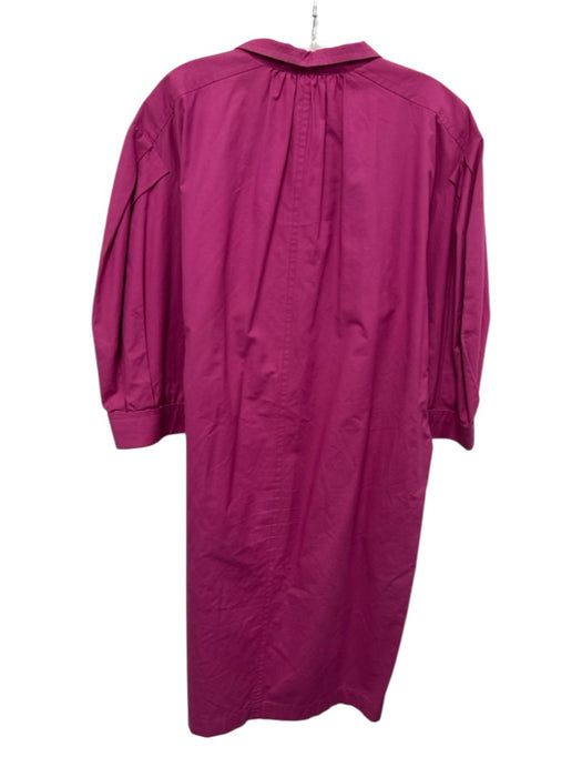 Saint Laurent Rive Gauche Size 42 Magenta Pink Cotton Blend Half Button Dress Magenta Pink / 42