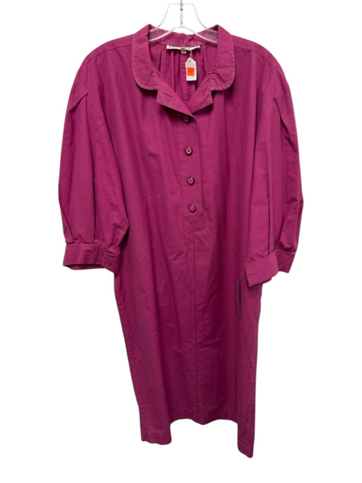 Saint Laurent Rive Gauche Size 42 Magenta Pink Cotton Blend Half Button Dress Magenta Pink / 42