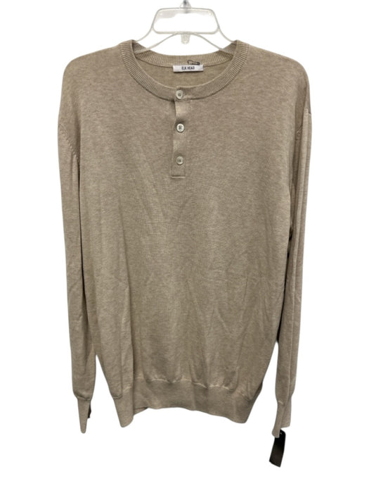 Elk Head Size XL Cotton & Merino Wool 1/4 Button Henley Rib Knit Sweater Top XL