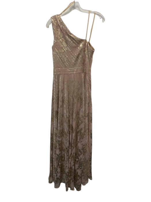 Betsy & Adam Size 8 Gold & Pink Polyester & Metallic Sleeveless Leg Slit Gown Gold & Pink / 8