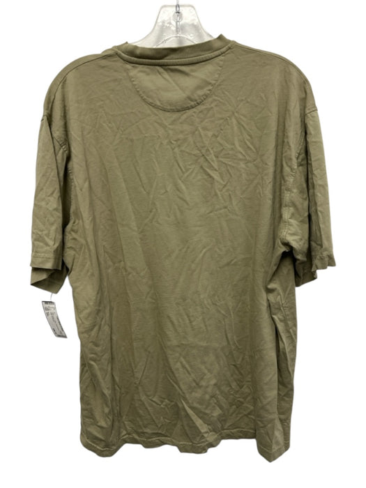 Mirto Size XXL Olive Green Cotton Short Sleeve T Shirt Solid Top Olive Green / XXL