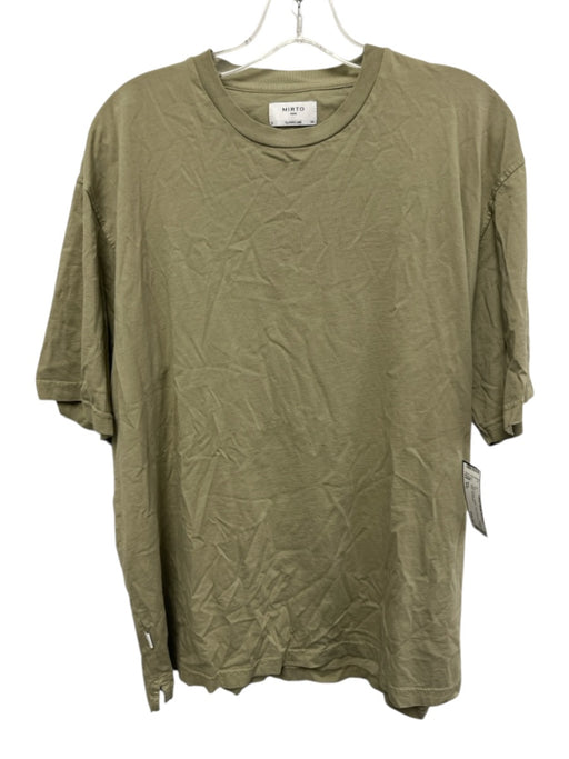Mirto Size XXL Olive Green Cotton Short Sleeve T Shirt Solid Top Olive Green / XXL