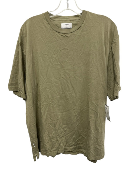Mirto Size XXL Olive Green Cotton Short Sleeve T Shirt Solid Top Olive Green / XXL